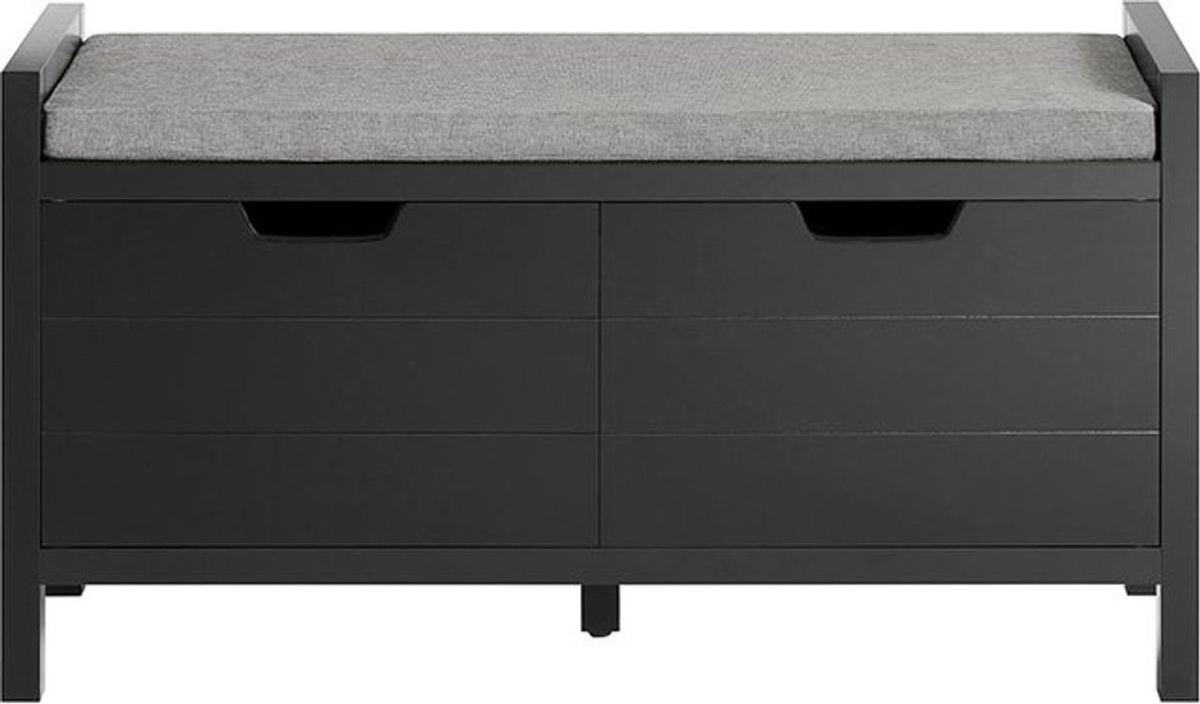 SoBuy Schuhbank mit 1 Schublade und gepolsterter Sitzfläche in Schwarz, B/T/H: 91 x 30 x 50 cm - Bild 1