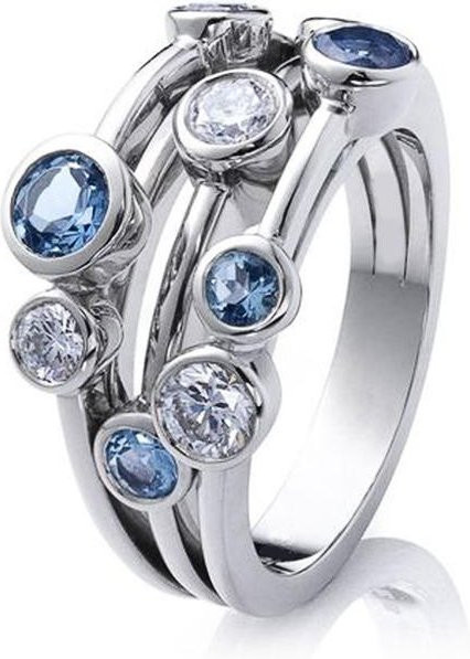 YIRAN Jewelry Ring, 3-Reihen-Design, Schwarz, Zirkonia, Damen - Bild 1