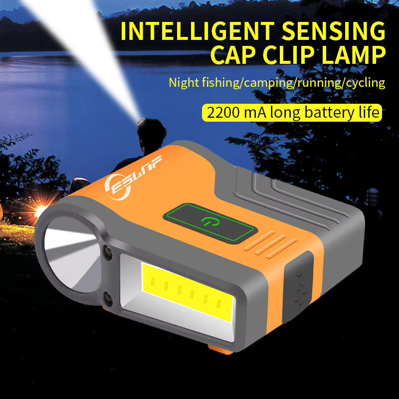 ESLNF Intelligente LED COB Stirnlampe mit Induktionsfunktion und Clip, Wasserdicht, Farbe: Weiß/Schwarz - Bild 2