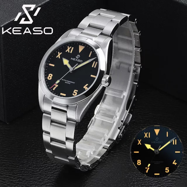 KEASO Taucheruhr, Quarz, Edelstahl, Saphirglas, 20 ATM, Herren, Schwarz - Bild 1