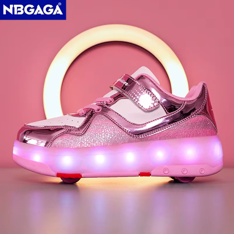 NBGAGA Kinder-Rollschuhe, mit LED-Blinklichtern, 4-Rad-Rollschuhe - Bild 1