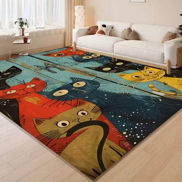 Lodestar Katzenmatte Teppich mit floralem Design, rutschfest und weich, bunt, B/T: 80 x 50 cm - Bild 1
