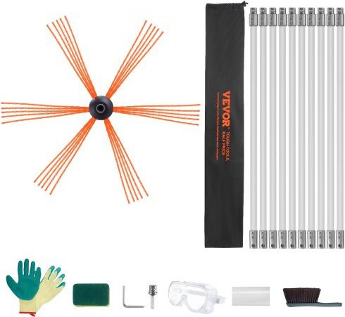 VEVOR Schornsteinfeger-Set mit 10 m verstärkten Nylon-Stangen, ergonomischer Schornsteinfegerbürste und Zubehör für Kamine, Mehrfarbig - Bild 1