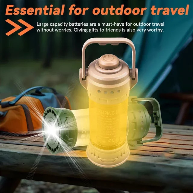 JIASHUAIXIN LED Campingleuchte beige mit Akku und Touch-Steuerung für Outdoor und Garten - Bild 1
