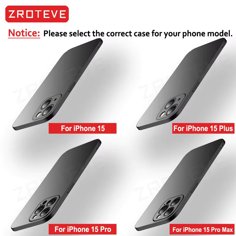 ZROTEVE Schlanke Matte Handyhülle aus hartem PC für iPhone 17 16 15 14 13 12 Pro Max in Schwarz - Bild 2