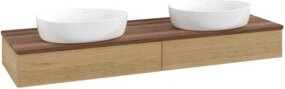 V&B Waschtischunterschrank Antao mit Frontstruktur und Beleuchtung in Walnut und Honey Oak, B: 160 cm, T: 50 cm - Bild 1