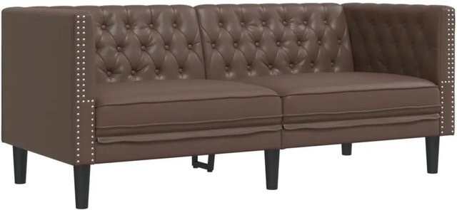 vidaXL Chesterfield-Sofa 2-Sitzer aus braunem Kunstleder für dein Wohnzimmer B/T/H: 174,0 x 74,5 x 70,5 cm - Bild 1