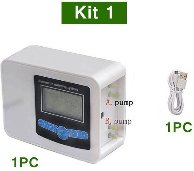Bling Bling Goods Automatisches Garten-Tropfbewässerungssystem mit Solarbetrieb, digitalem Timer und Doppelpumpe in Weiß - Bild 1