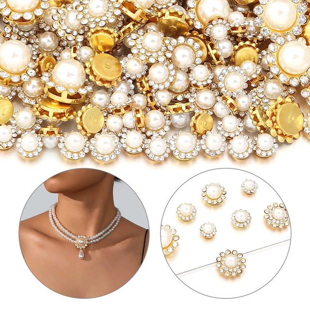 Goldene Perlenkrallensteine mit flacher Rückseite für DIY-Handarbeiten und Dekorationen - Bild 1