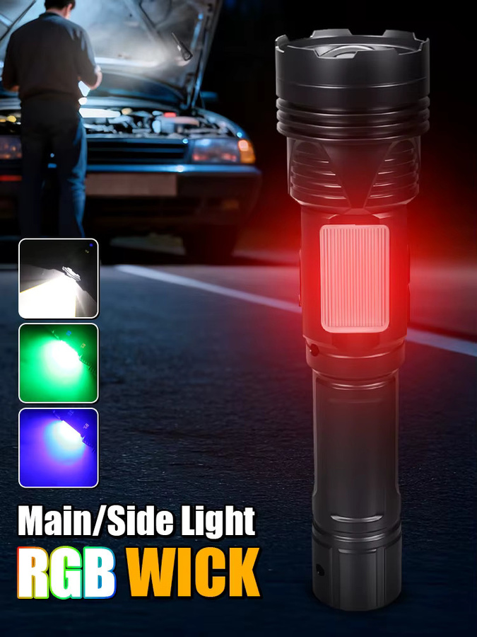Heinast LED-Handtaschenlampe aus Aluminium in Schwarz, USB-aufladbare taktische Zoom-Taschenlampe mit Magnet und 11 Modi - Bild 5