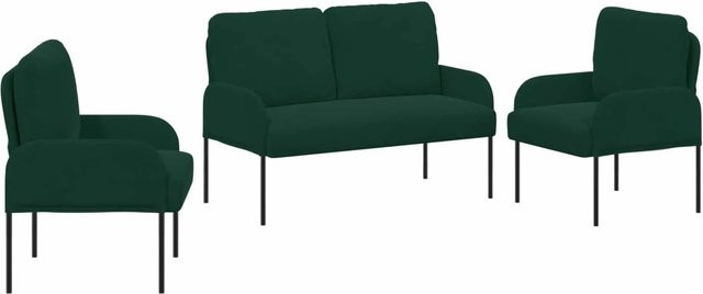 vidaXL Sofagarnitur 3er Set Dunkelgrün mit Polsterung und Armlehnen B/T/H: 115 x 56 x 80 cm - Bild 1