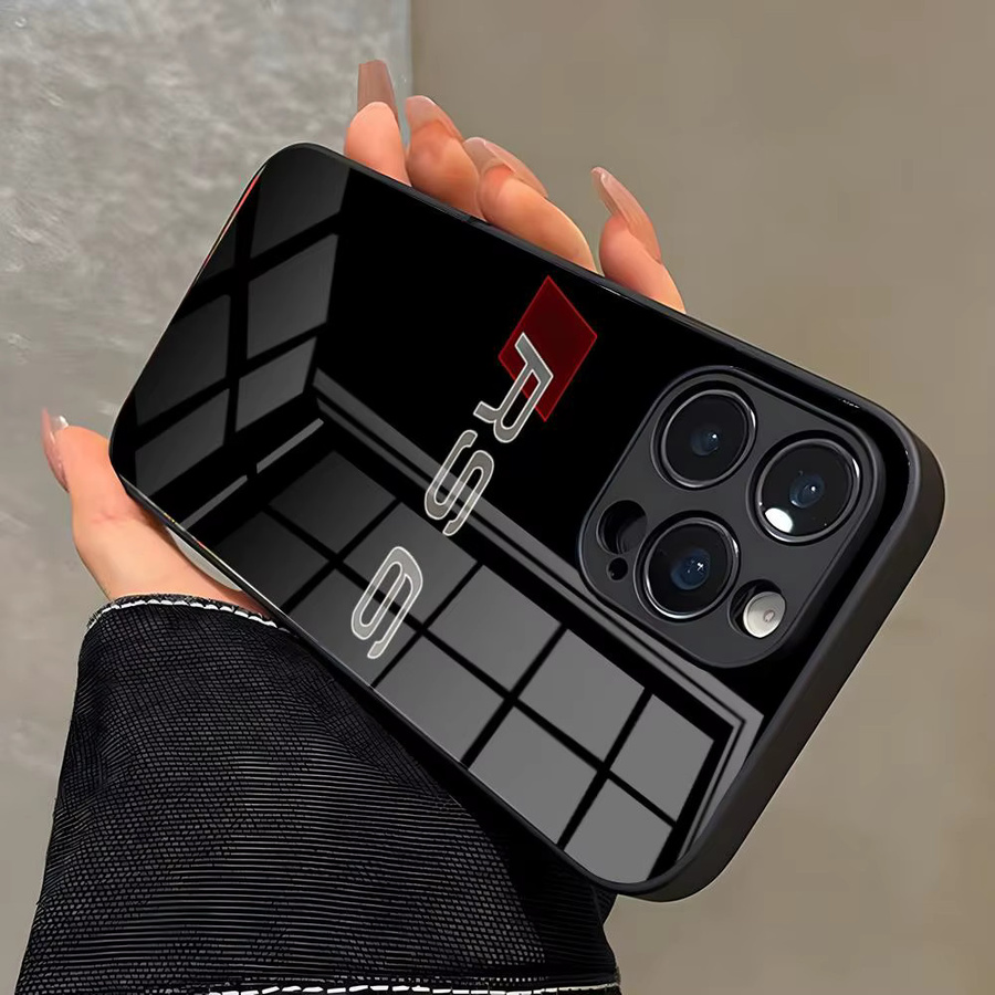 A-AUDI COOL RS Q-Q8 Handyhülle mit Glasabdeckung für iPhone in Schwarz - Bild 1