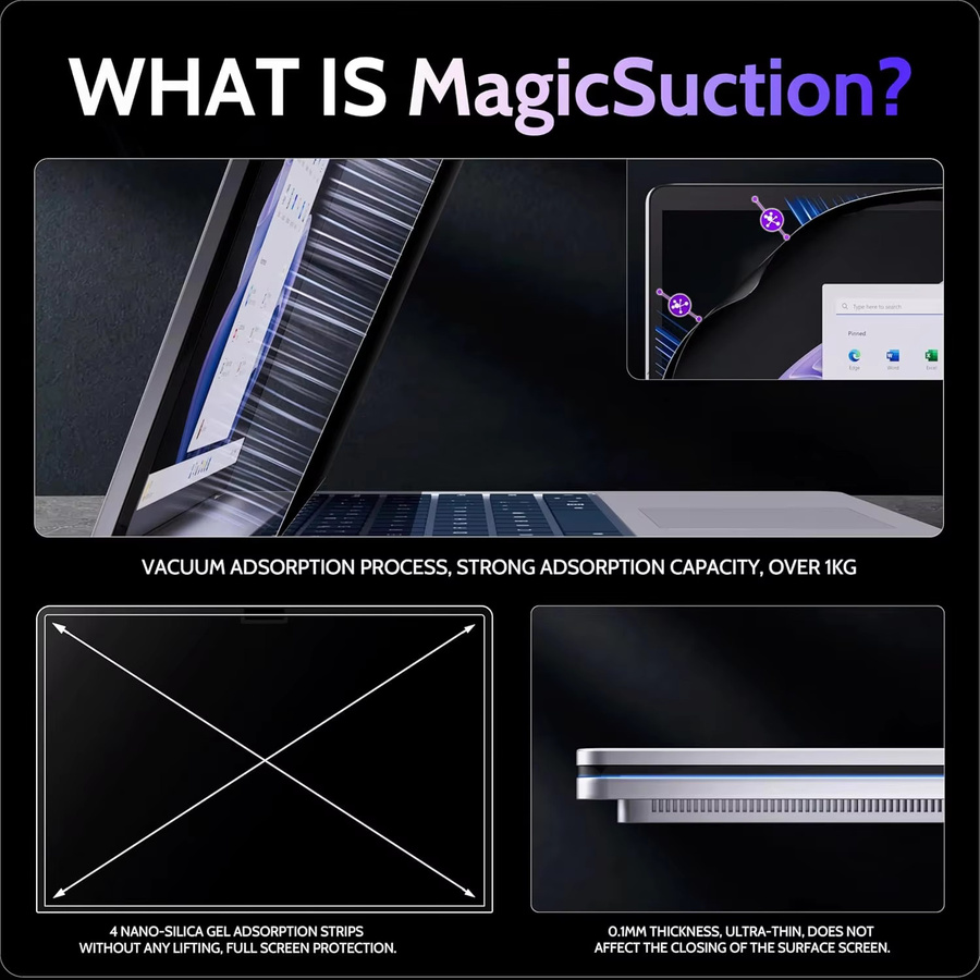 Magnetischer Anti-Spionage-Displayschutz für Macbook Pro 14, M4 und Air 13,6 Zoll, abnehmbare Schutzfolie für Tablet und Monitor, Schwarz - Bild 3