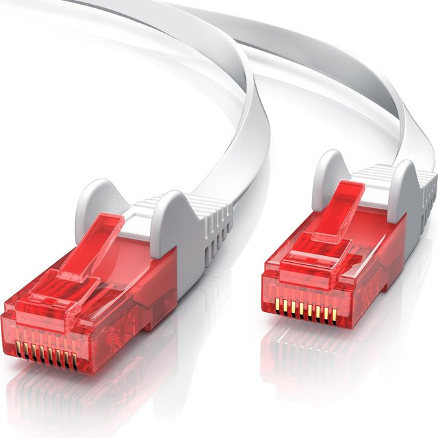 CSL Cat 6 Flachband LAN Kabel, UTP Gigabit Ethernet Patchkabel, Weiß, 30 m - Bild 1