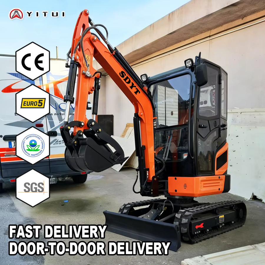YITUI Mini-Bagger 6,5 Tonnen Kompaktbagger mit Schaufelaufsatz in Orange - Bild 2