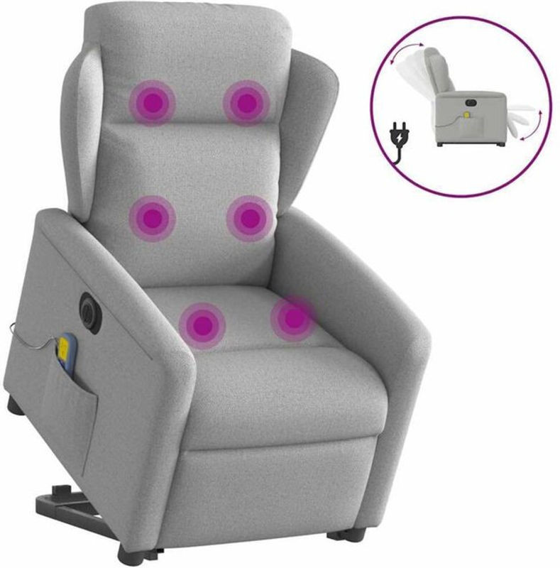 Vidaxl Massagesessel mit elektrischer Aufstehhilfe in Wolkengrau aus Stoff - Bild 1