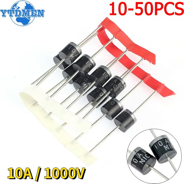 YTDMEN 10A10 Axiale Gleichrichterdioden Kit, 10 A 1000 V, DO-27, Schwarz - Bild 1