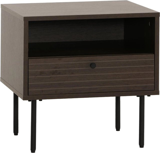 Nachttisch MCW N78 im skandinavischen Stil aus Metall und Holz, Dunkelbraun, B/T/H: 50 x 40 x 50 cm - Bild 2