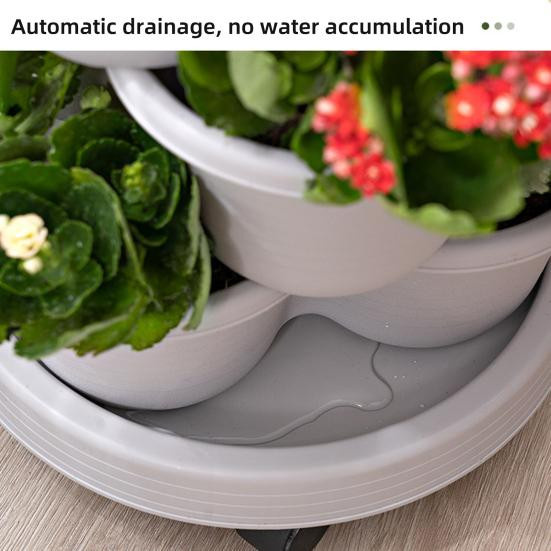 Amusedly Stapelbarer Blumentopf für vertikalen Garten mit Wasserablauf, Mehrstufige Pflanzschale, Ziegelrot - Bild 3