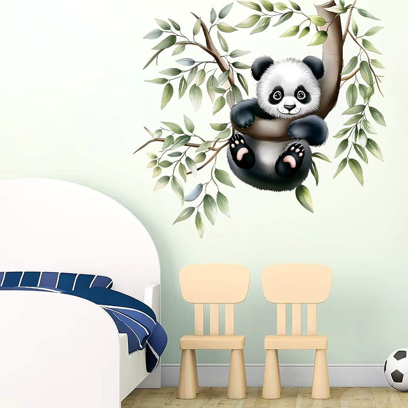 BRUP Wandaufkleber Cartoon Aquarell Panda klettert auf Bäumen für Kinderzimmer und Schlafzimmer, mehrfarbig - Bild 4