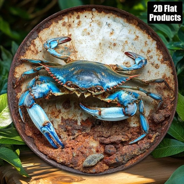 CIFBUY Rundes Aluminium Krabben-Schild als Wanddekoration im maritimen Design, Durchmesser: 20,32 cm - Bild 1