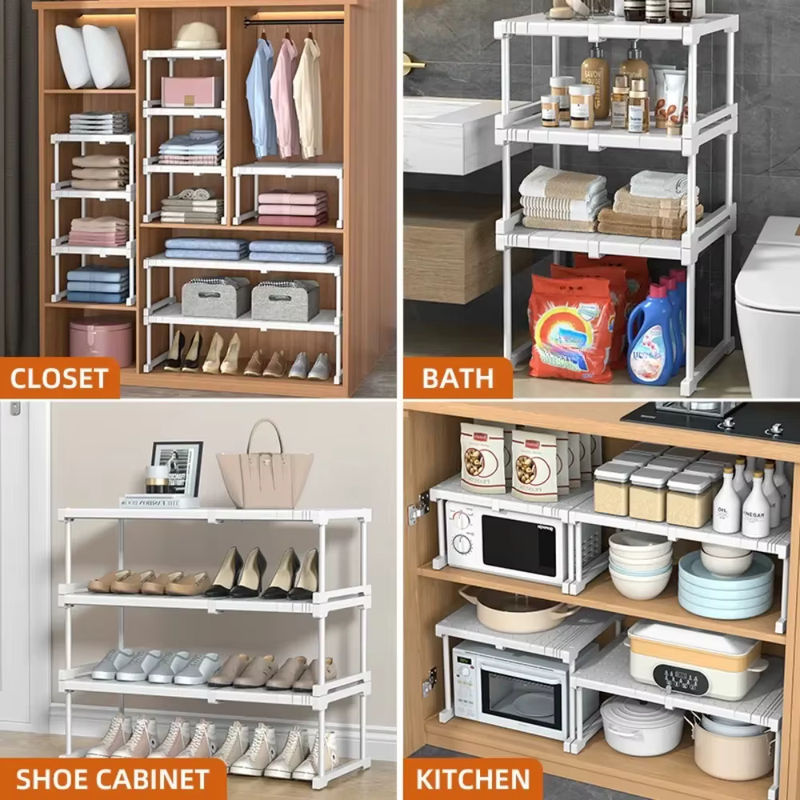Meltset Kleiderschrank Organizer in Weiß mit verstellbaren Regalen und modernem Design - Bild 6