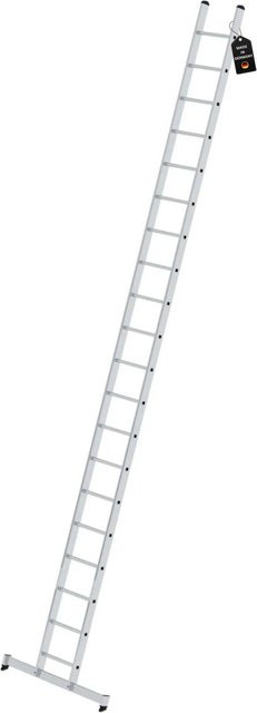 PROREGAL Sprossen-Anlegeleiter mit Traverse, 20 Sprossen, Silber - Bild 1