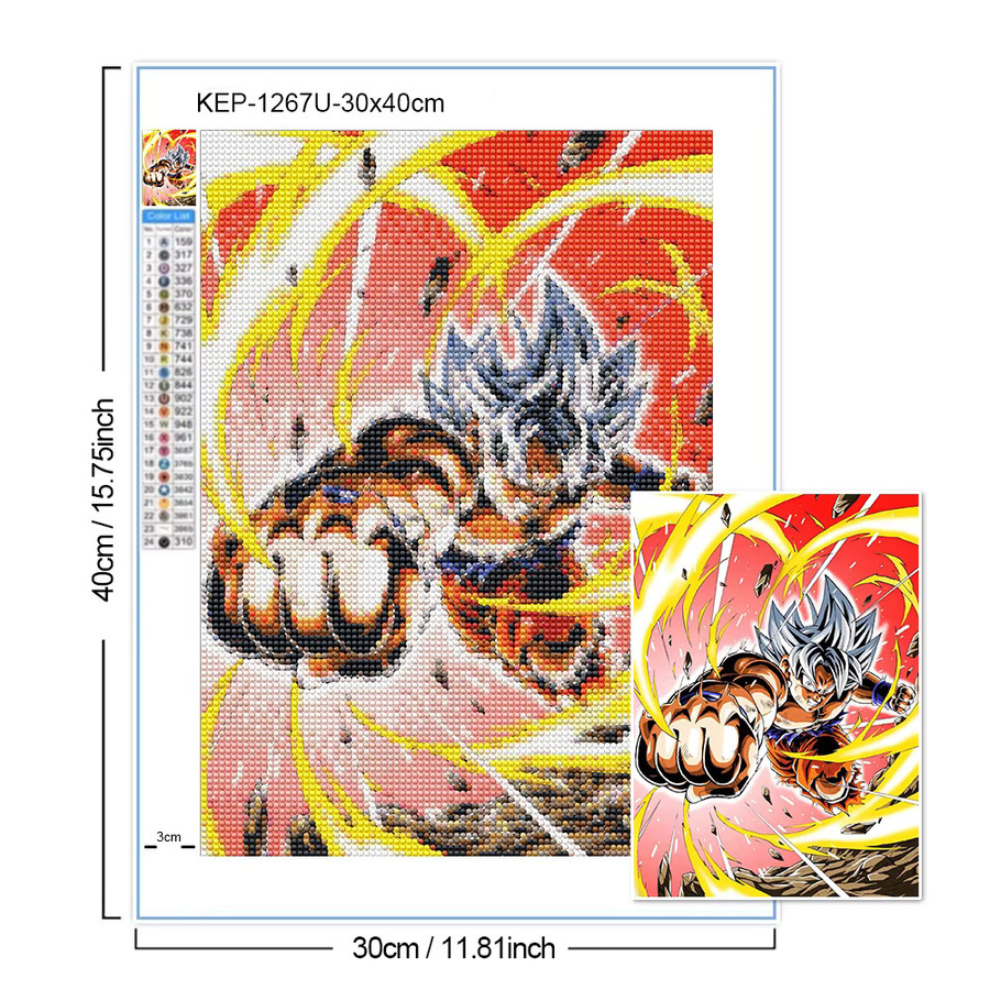 Bandai Diamond Painting Set Anime Charakter Super Saiyajin Goku und Vegeta DIY Strass-Mosaik Kreuzstich Multicolor - Bild 3