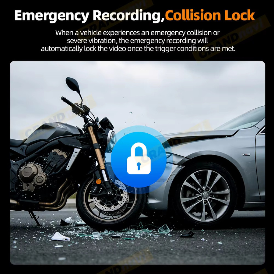 Grandnavi Motorrad Dual-DVR Action-Kamera mit 1080P 2K Auflösung, Vorder- und Rückansicht, Wasserdicht, Nachtsicht und WLAN, Schwarz - Bild 3