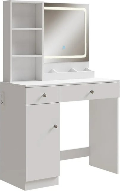 Vicco Schminktisch Silvia Weiß mit LED-Spiegel, B/T/H: 90 x 40 x 139,5 cm - Bild 1