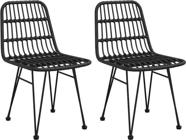 Furnicato Gartenstühle Set aus 2 Stück in Schwarz aus UV-beständigem PE-Rattan B/T/H: 48 x 62 x 84 cm - Bild 1