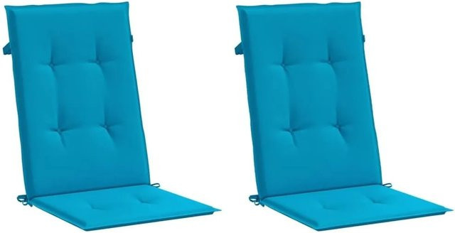 vidaXL Gartenstuhlauflagen für Hochlehner, 2 Stück, Blau, Polyester, B/T/H: 120 x 50 x 3 cm - Bild 1