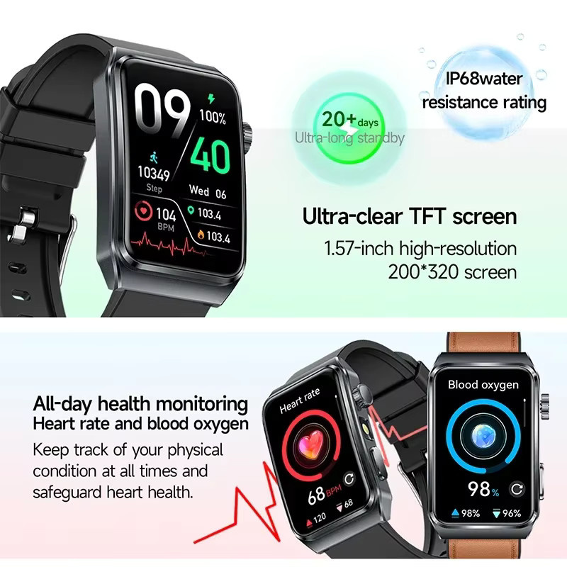 OUIO Smartwatch mit EKG+PPG Gesundheitsdiagnose, NFC und Herzfrequenz-Tracker in Schwarz für iOS, geeignet für Männer und Frauen - Bild 4