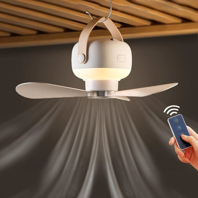 Elektrischer Deckenventilator mit Nachtlicht und Moskitonetz in Weiß - Bild 1