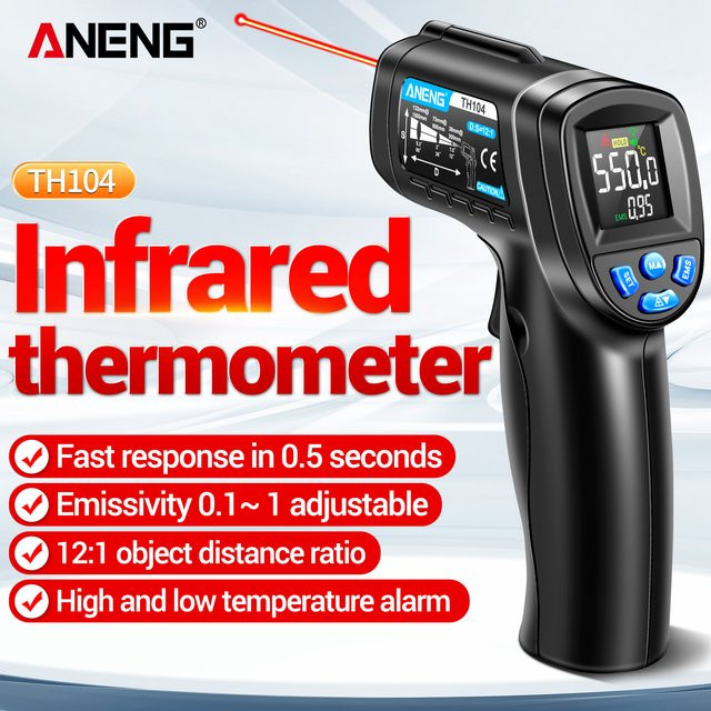 ANENG TH104 Infrarot-Temperaturmessgerät mit Hoch- und Niedertemperaturalarm und 0,1 °C Präzision - Bild 1