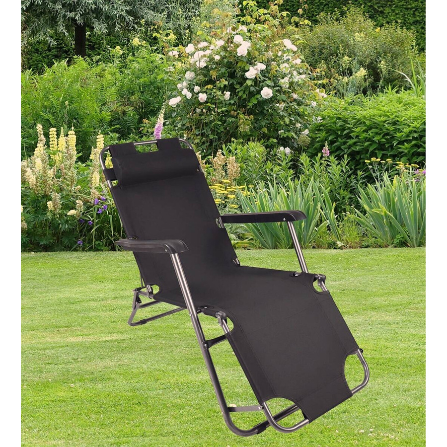 VCM Relaxliege Maltosa in Schwarz aus Stahl und Textilene, B/T/H: 190 x 60 x 27 cm - Bild 3