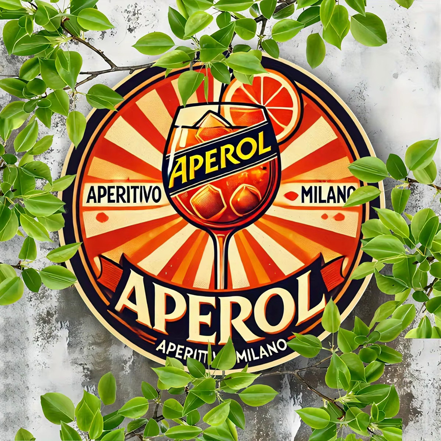 Aperol Milano rundes Metallschild als wasserdichte Eisen-Wanddekoration in Mehrfarbig - Bild 4