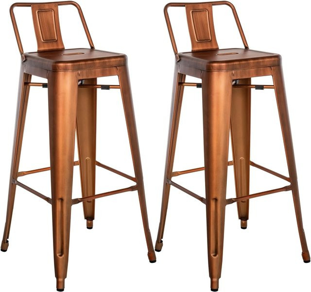 DELUKE 2er Set Barhocker LEKEL im Industrial-Stil aus Metall in Kupfer und Gold, B/T/H: 44 x 43 x 96 cm - Bild 1