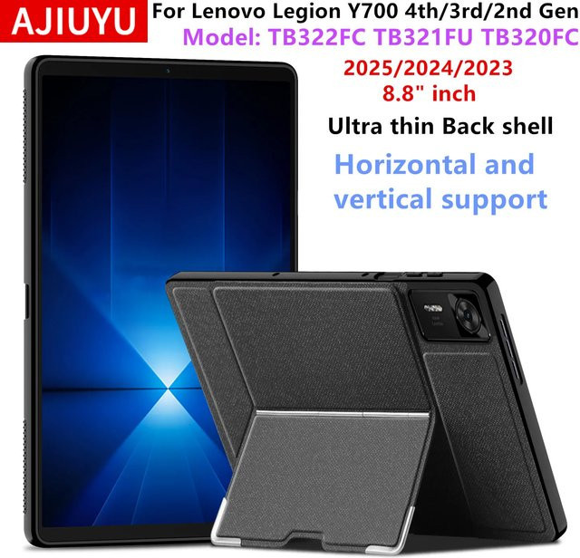 Schutzhülle für Lenovo Legion Y700 2025 Gen 4 8,8 Zoll Tablet, Standhülle kompatibel mit Legion Y700 2. und 3. Generation, Schwarz - Bild 1