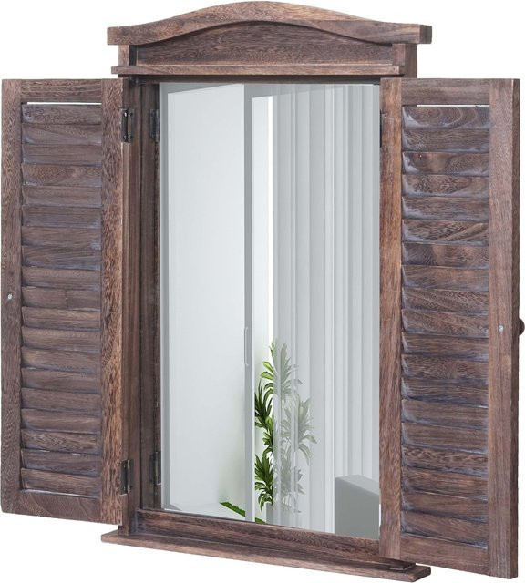 MCW Wandspiegel mit Fensterläden im Shabby-Look, Farbe: Braun, B/H/T: 71 x 46 x 5 cm - Bild 1