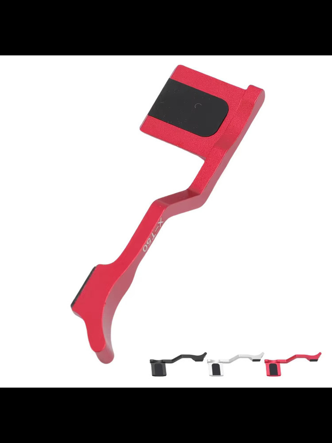 Qiilu Kamera Daumen-Griff aus eloxierter Aluminiumlegierung in Rot mit Blitzschuh-Abdeckung für ergonomische Fotografie - Bild 4
