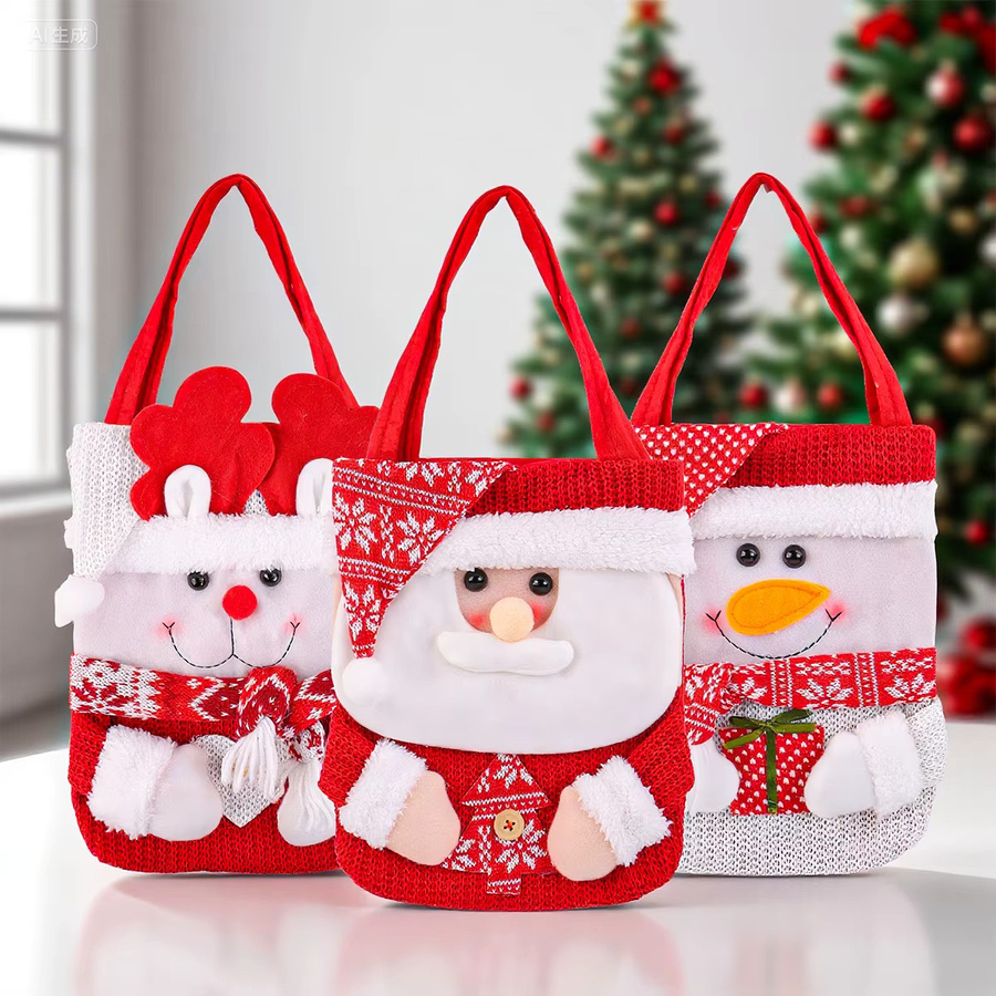 Rote Weihnachtsstrümpfe für Kinder mit Cartoon-Design als dekorative Geschenktüten aus Textil - Bild 5