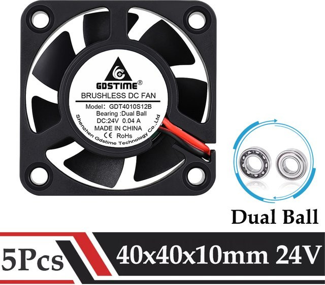 Gdstime Smart Lüfter-Set 5-teilig, 24V DC-Kühllüfter mit Kugellager, Schwarz, B/T/H: 4,0 x 4,0 x 1,0 cm - Bild 1