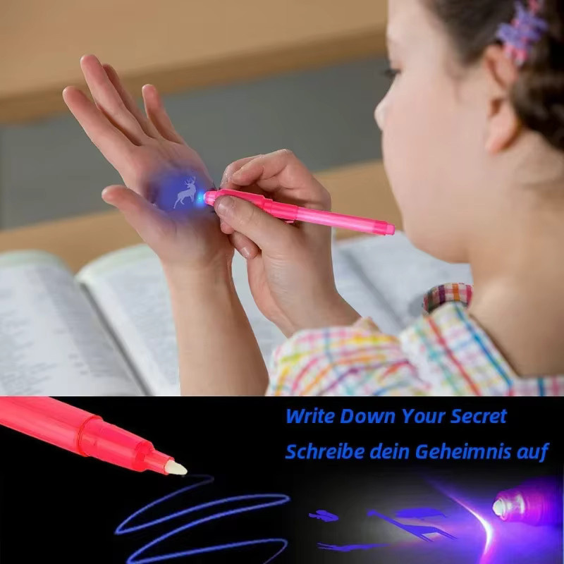 4er-Set Leuchtende UV-Unsichtbare-Tinte-Stifte in Lila für Kinder zum Zeichnen und Lernen - Bild 3