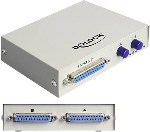 Delock 2 Port Parallel-Switch im Metallgehäuse, Grau - Bild 1
