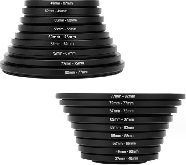 DIXSG 18-teiliges Kameraobjektiv-Filteradapter-Set in Schwarz mit Step-Up & Down Filteradapterringen 37-82mm und 82-37mm für Fujifilm Nikon Sony Canon DSLR-Kameras - Bild 1