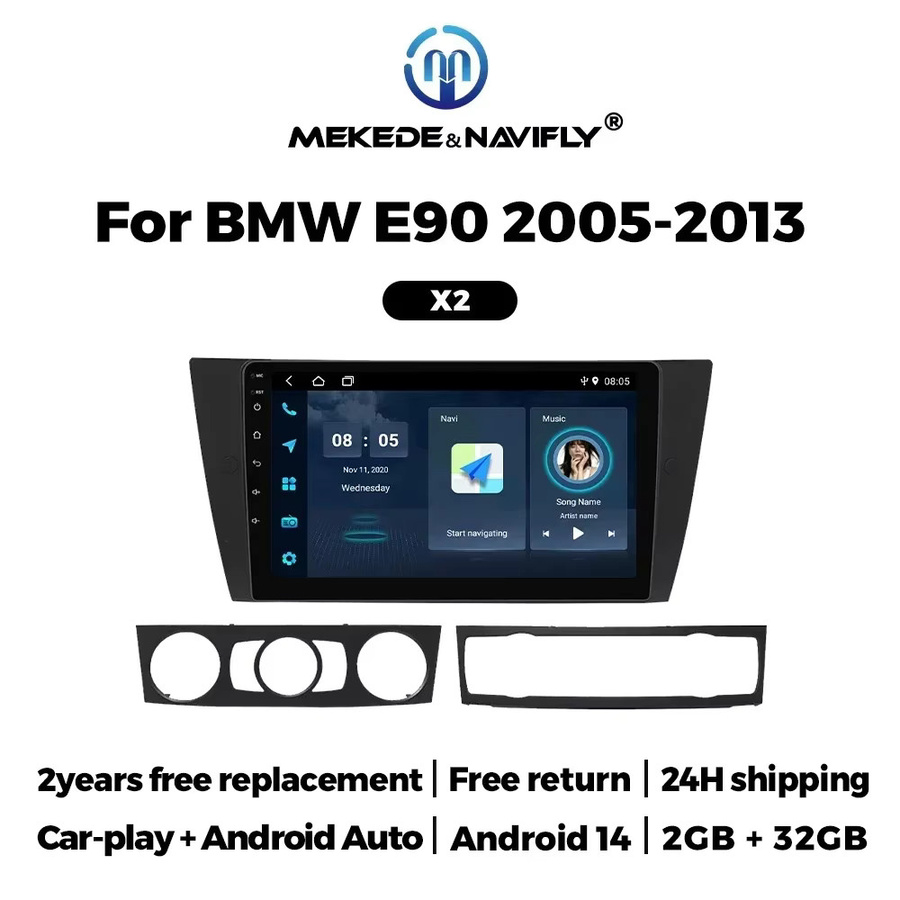NAVIFANS Multimedia Autoradio mit Wireless CarPlay und Android Auto für BMW 3er E90 E91 E92 E93 in Schwarz mit GPS und Bluetooth - Bild 2