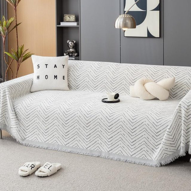 Universeller Chenille Sofabezug in modernem Design, rutschfest und waschbar, B/T: 180 x 130 cm - Bild 1