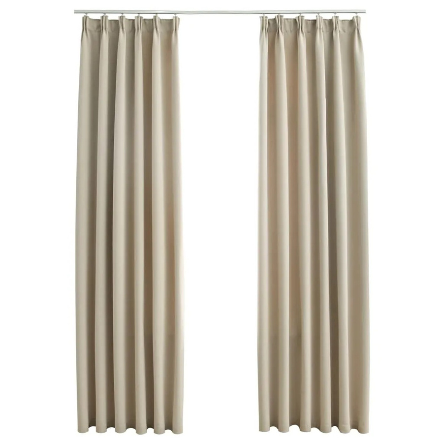 vidaXL Verdunkelungsvorhänge mit Haken, 2 Stück, Beige, Breite: 140 cm, Höhe: 245 cm - Bild 2