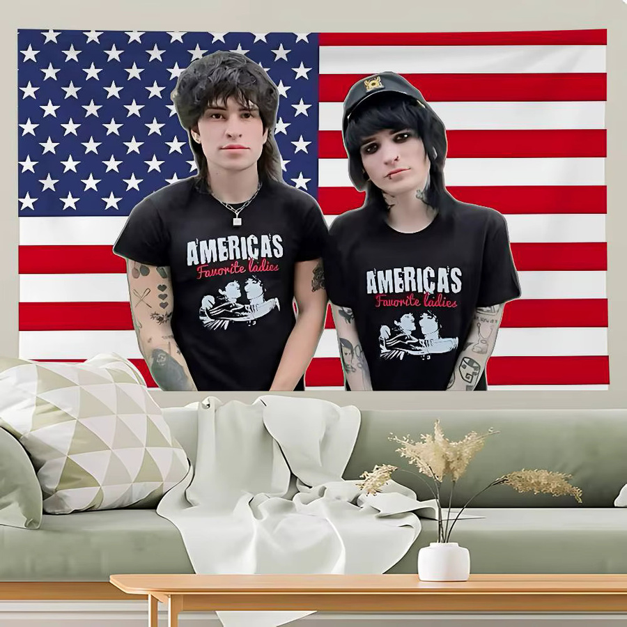 52TOYS Wandteppich mit Amerikanischer Flagge im Art Deco Stil, Mehrfarbig - Bild 5